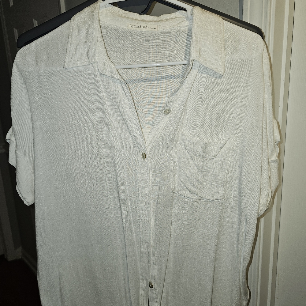 White oversized button down